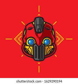 Illustration of Robot Head with geometrical Background