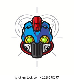 Illustration of Robot Head with geometrical Background