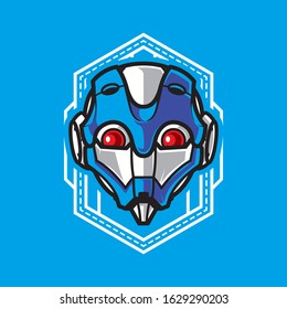 Illustration of Robot Head with geometrical Background