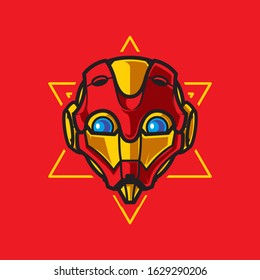 Illustration of Robot Head with geometrical Background