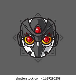 Illustration of Robot Head with geometrical Background