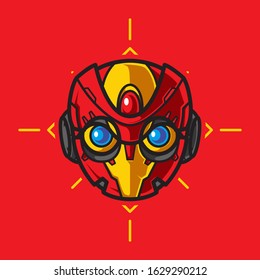 Illustration of Robot Head with geometrical Background