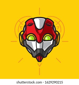 Illustration of Robot Head with geometrical Background