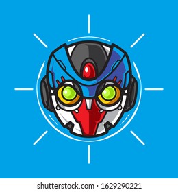 Illustration of Robot Head with geometrical Background
