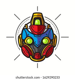 Illustration of Robot Head with geometrical Background