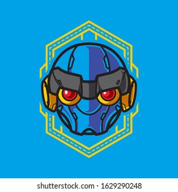 Illustration of Robot Head with geometrical Background
