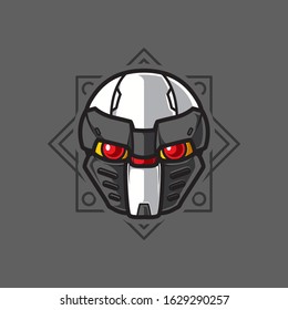 Illustration of Robot Head with geometrical Background