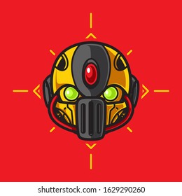 Illustration of Robot Head with geometrical Background