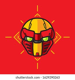 Illustration of Robot Head with geometrical Background