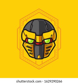 Illustration of Robot Head with geometrical Background