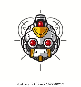 Illustration of Robot Head with geometrical Background