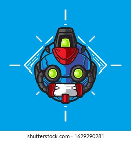 Illustration of Robot Head with geometrical Background
