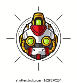 Illustration of Robot Head with geometrical Background