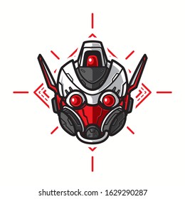 Illustration of Robot Head with geometrical Background