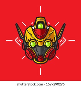 Illustration of Robot Head with geometrical Background