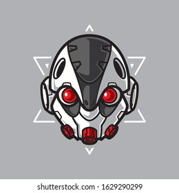 Illustration of Robot Head with geometrical Background