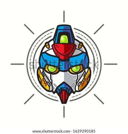 Illustration of Robot Head with geometrical Background