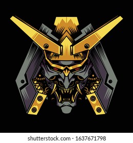 illustration of robot head and monkey ronin