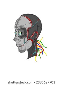 ilustración de una cabeza de robot en un fondo en blanco