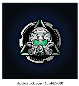 illustration of robot head, sci-fi military helmet vector