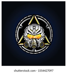 illustration of robot head, sci-fi military helmet vector