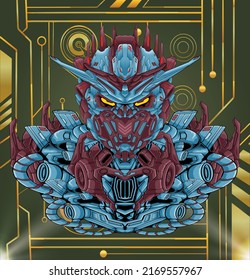 Ilustración de la cabeza del robot para el diseño de camisetas