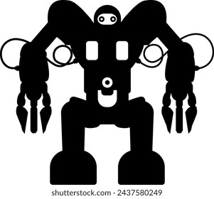 Illustration of Robot Icon in Flat Style. Illustration of Children's Toy