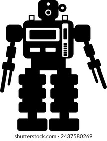 Illustration of Robot Icon in Flat Style. Illustration of Children's Toy