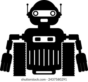 Illustration of Robot Icon in Flat Style. Illustration of Children's Toy