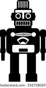 Illustration of Robot Icon in Flat Style. Illustration of Children's Toy