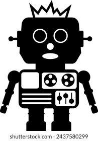 Illustration of Robot Icon in Flat Style. Illustration of Children's Toy