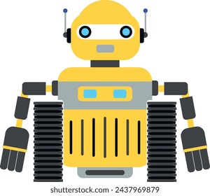 Illustration of Robot Icon in Flat Style. Vector Illustration