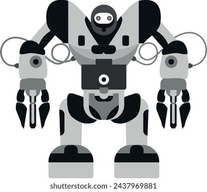 Illustration of Robot Icon in Flat Style. Vector Illustration