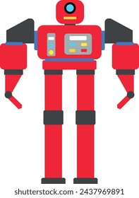 Illustration of Robot Icon in Flat Style. Vector Illustration