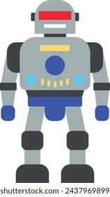 Illustration of Robot Icon in Flat Style. Vector Illustration