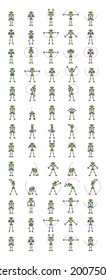 Illustration of a robot illustrating how to do gymnastics.