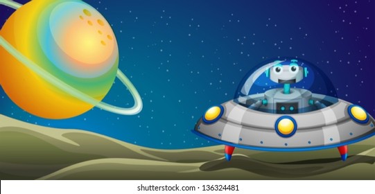 Illustration of a robot inside a spaceship