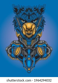 illustration of a robot lion head, perfect for suitable for merchandise, etc.