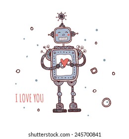 Illustration Robot Love Heart Isolated Stock Vector (Royalty Free ...