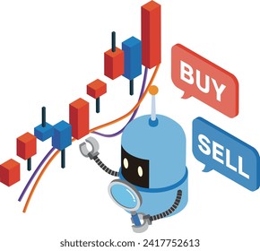 Illustration of a robot making stock investments