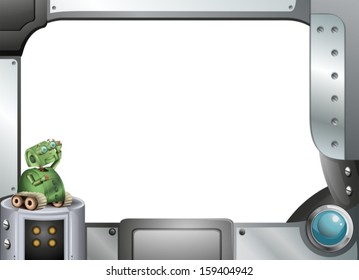 Ilustración de un robot en un marco metálico