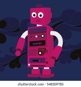 Illustration of a Robot, at night