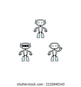 ilustración conjunto de robots. Carácter robot, logotipo de mascota.