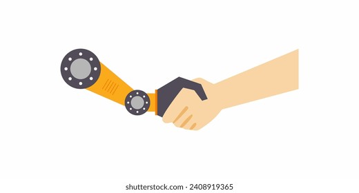 illustration of robot shaking hands with human