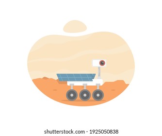 illustration of a robot space explorer or rover. a robot that is on planet mars. flat style. vector design