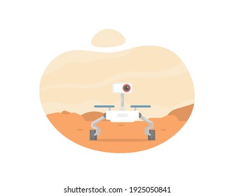 illustration of a robot space explorer or rover. a robot that is on planet mars. flat style. vector design