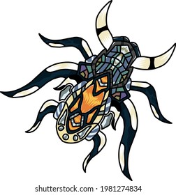 illustration of a robot spider with a nice color blend