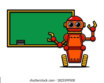 illustration of Robot teacher with blackboard, vector illustration. 