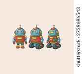 illustration of a robot toy icon flat vector design.