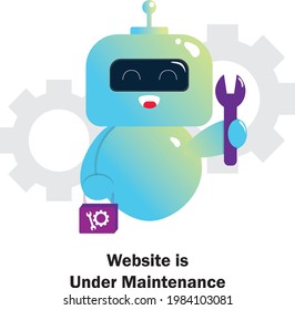 illustration robot for website under maintenance, machine